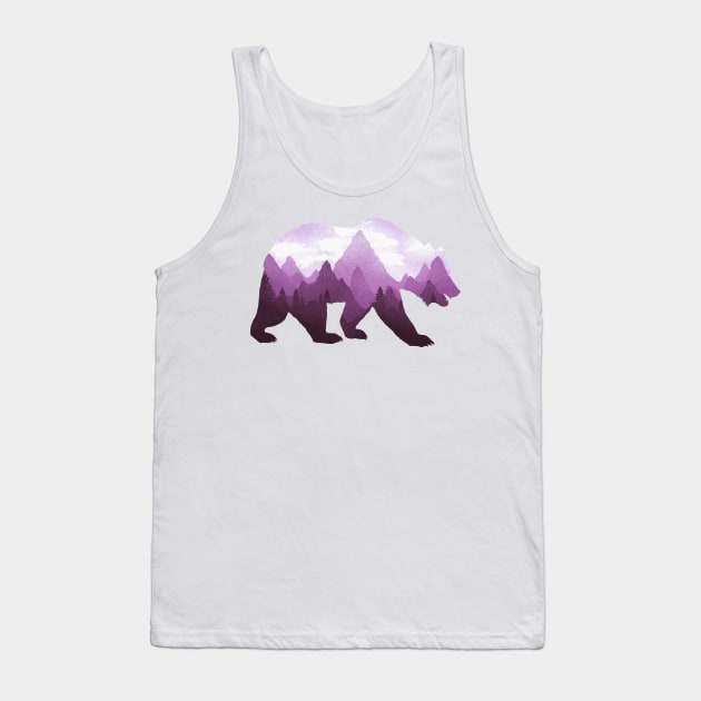 Dramabite Bear Double Exposure Grizzly Surreal Wildlife Animal Tank Top by dramabite